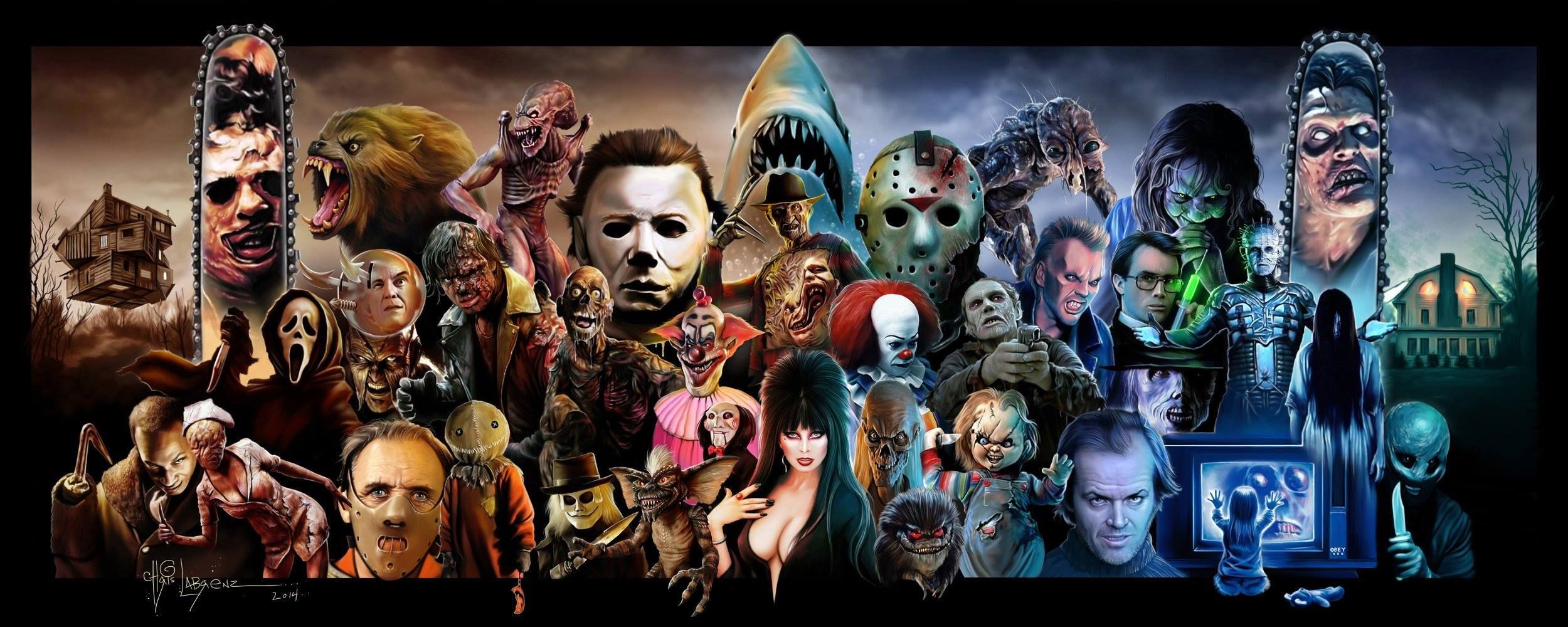 Classic Horror Movies Wallpapers Hd - Horror Movie Collage - 2500x1000  Wallpaper 
