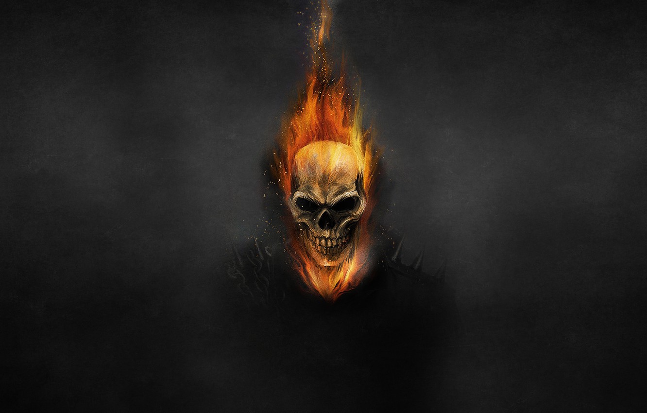 Wallpaper The Dark Background Fire Skull Chain Skeleton - Ghost Rider Wallpaper 4k - HD Wallpaper 