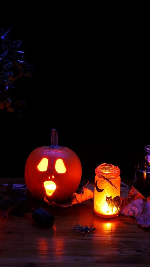 Iphone Wallpaper Halloween, Pumpkin Lights - Fond Ecran Halloween Iphone - HD Wallpaper 
