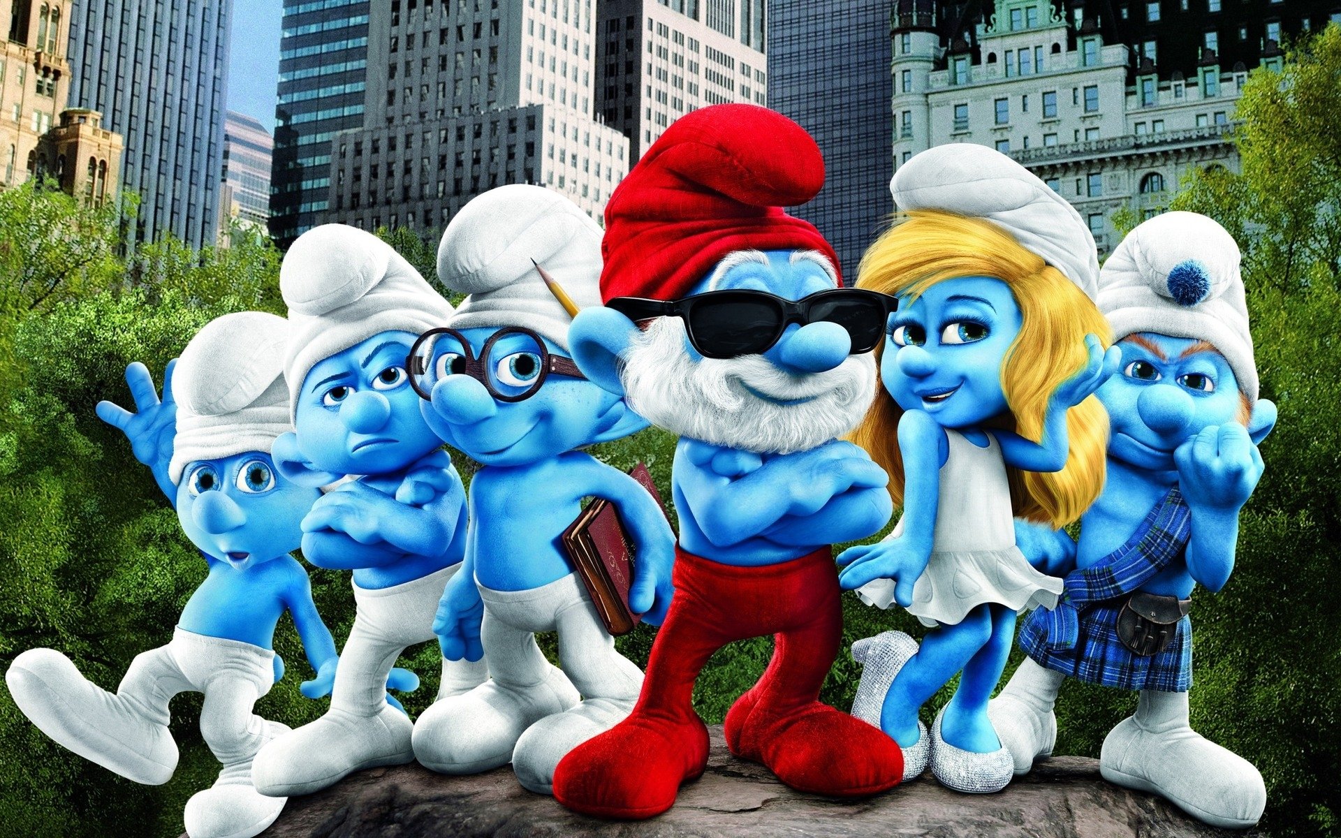 Smurfs In A Group - HD Wallpaper 