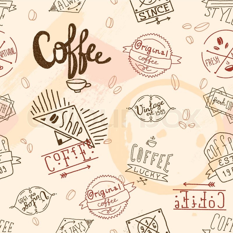 Retro Wallpaper Pattern Coffee - HD Wallpaper 