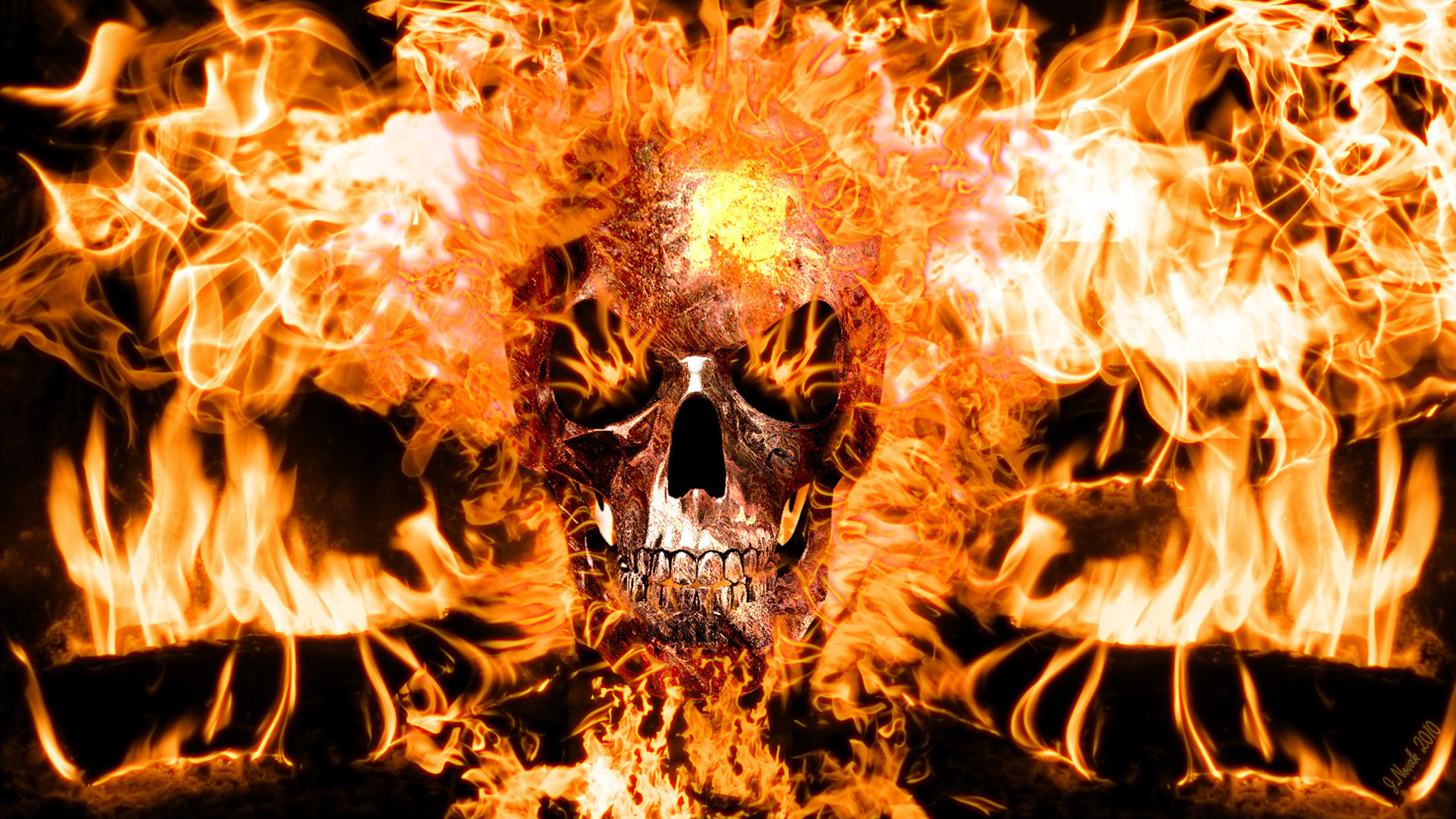 Flaming Skull Background - Flame Skull Wallpaper Hd - HD Wallpaper 