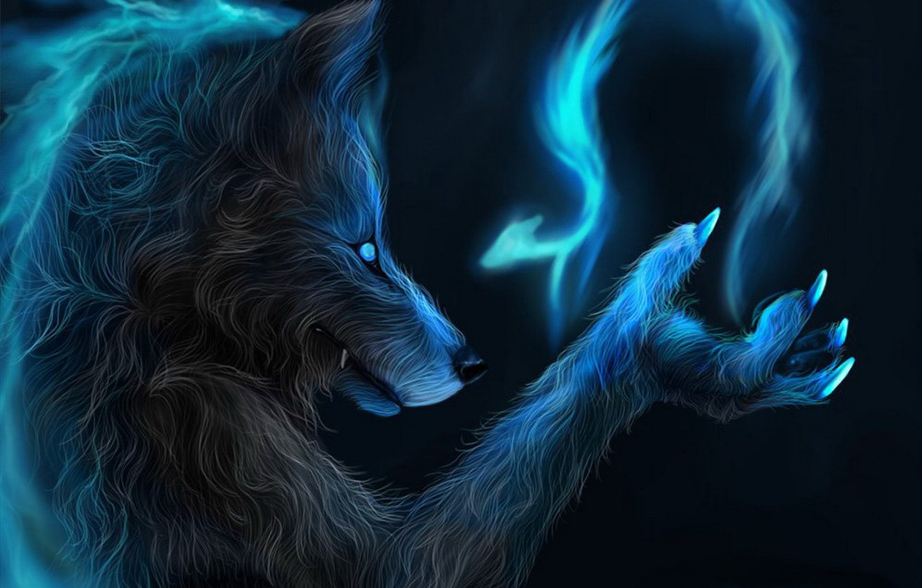 Photo Wallpaper Fantasy, Magic, Wolf, Werewolf - Wolf Magic - HD Wallpaper 