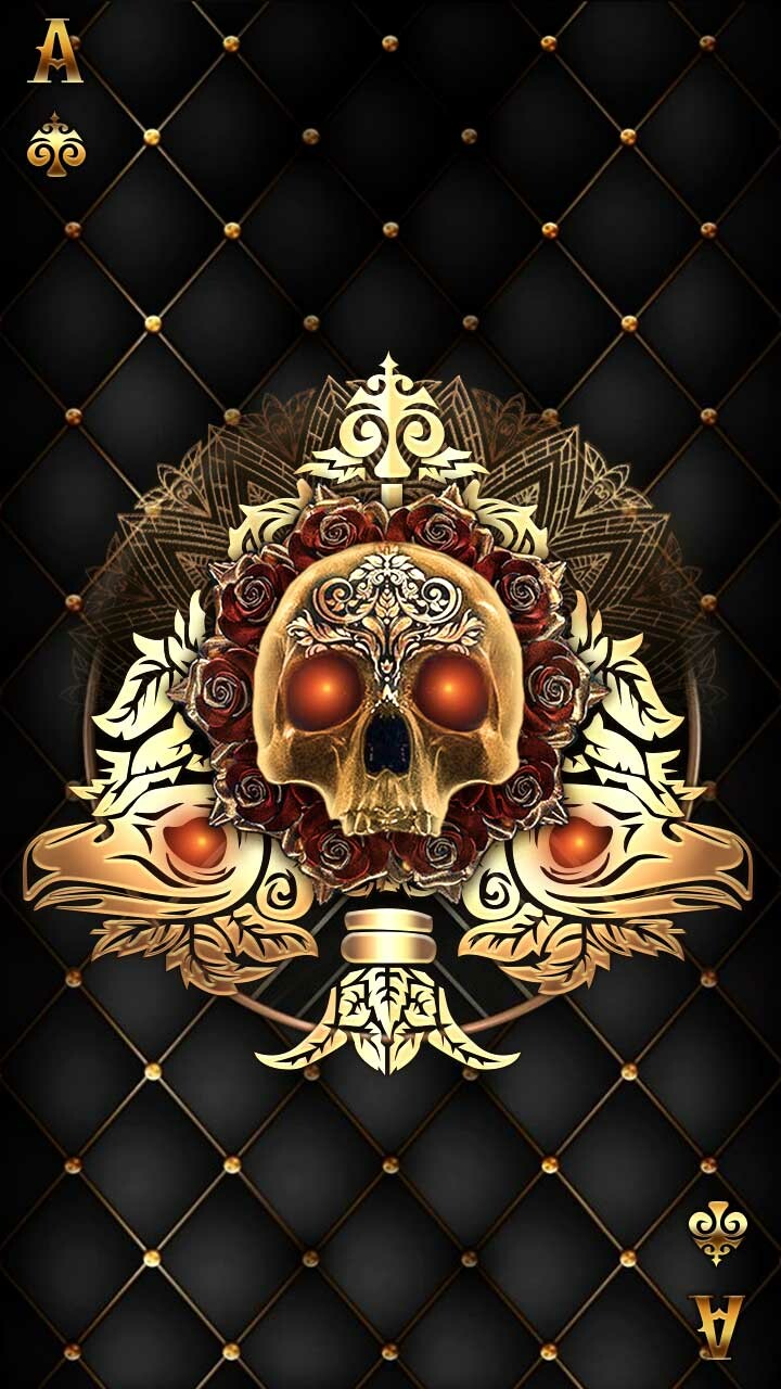 Black And Gold Skull - HD Wallpaper 