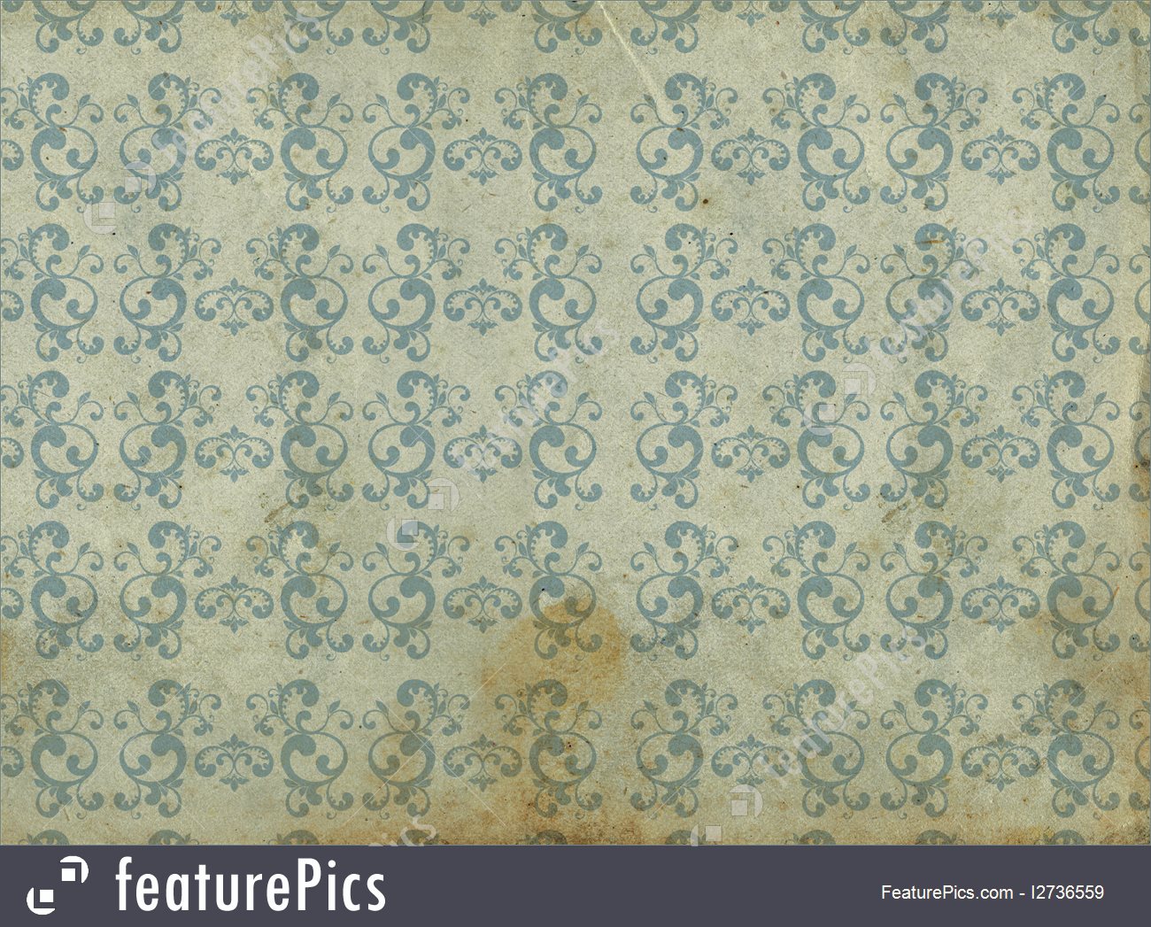 Old And Dirty Wallpaper With Blue Arabesques And Yellow - Dirty Wallpaper Texture - HD Wallpaper 