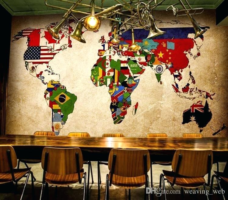 Wallpaper For Restaurants Paris 2 Styles Vintage World - Map Of The World - HD Wallpaper 