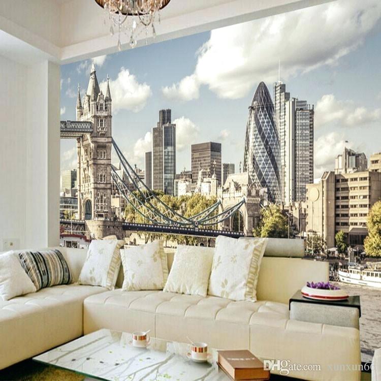 City Bedroom Wallpaper Photography Landscape Background - London Gherkin And London Bridge - HD Wallpaper 