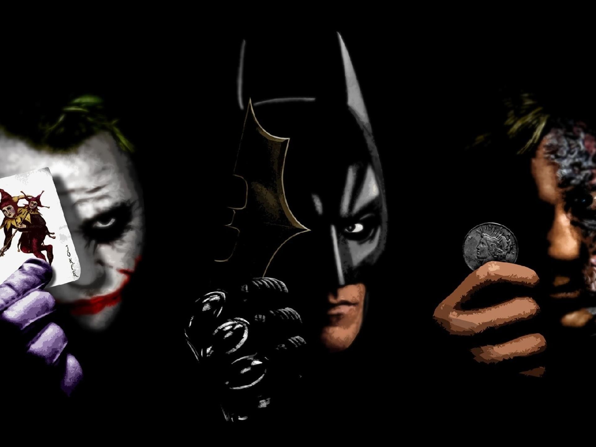 Batman The Joker Two Face Harvey Dent Art Hd Wallpaper - Batman Joker Harvey Dent - HD Wallpaper 