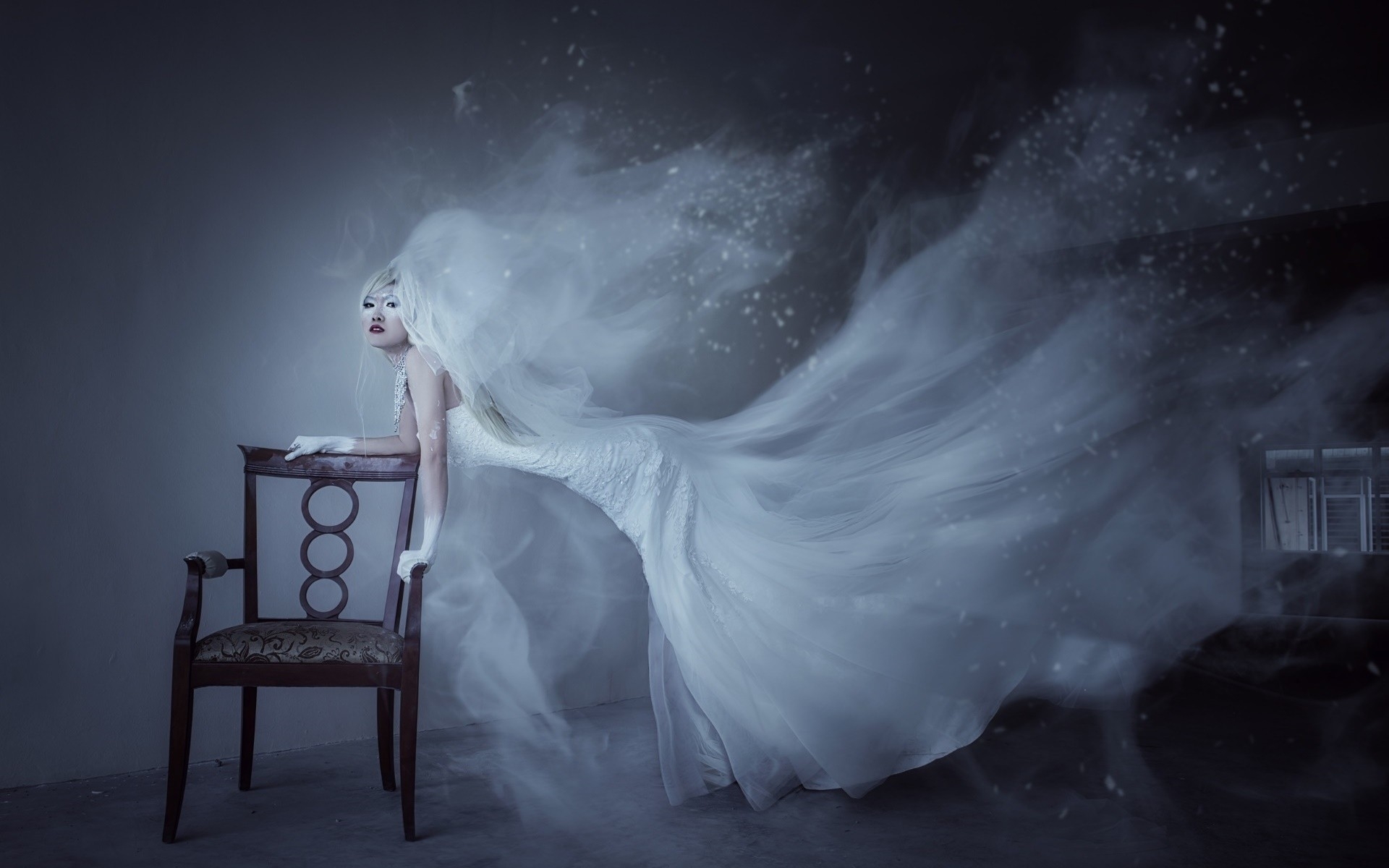 Fantasy Women, Asian Girl, Wedding Dress, Ghost, Haunted - Ghost Fantasy - HD Wallpaper 