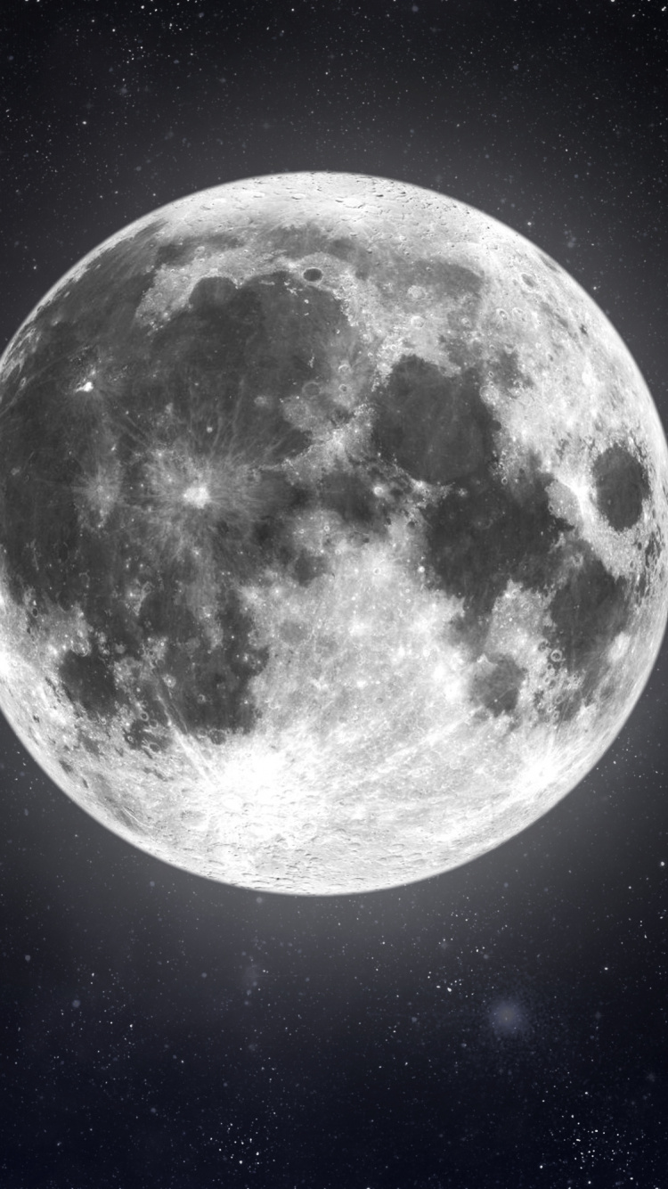 Moon In Space, Dark, Telescopic View, Wallpaper - Full Moon Sticker - HD Wallpaper 