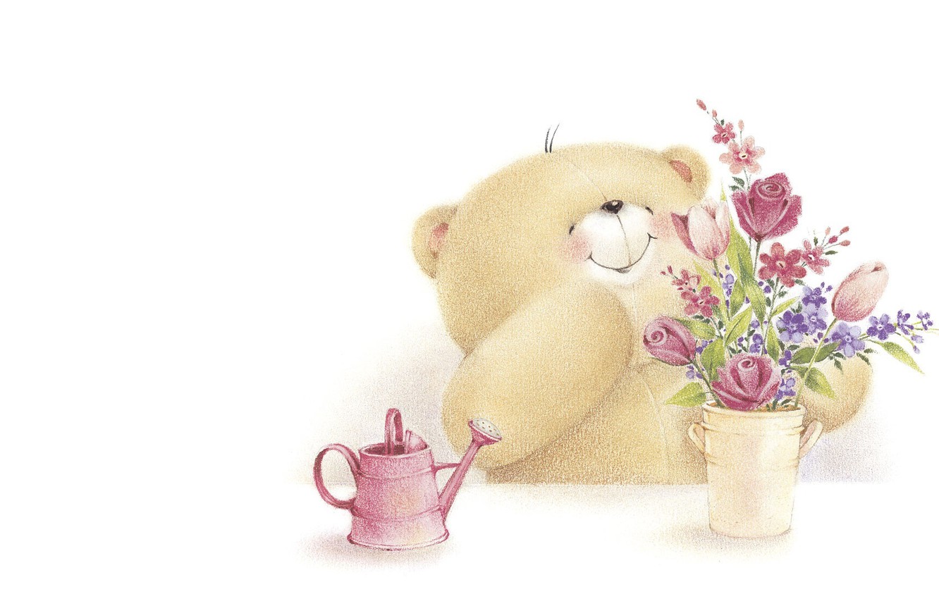 Photo Wallpaper Smile, Mood, Art, Bear, A Bunch, Children - Forever Friends Aunt - HD Wallpaper 