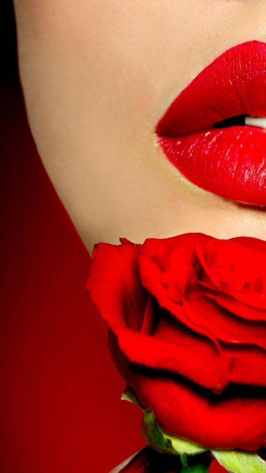 Lip And Red Rose - HD Wallpaper 