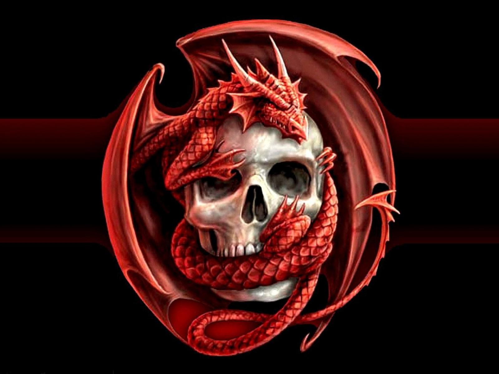 Horror Live Wallpaper - Dragon Wrapped Around Skull - HD Wallpaper 