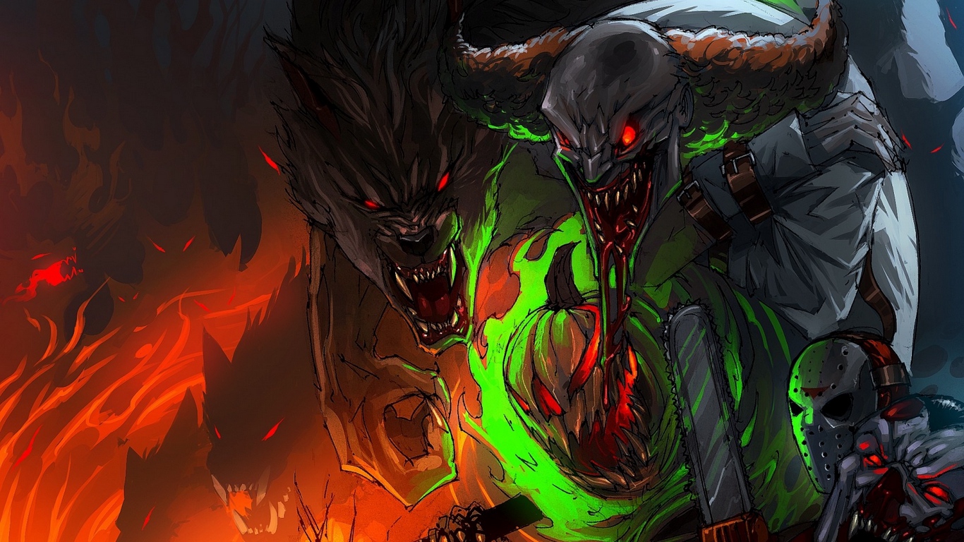 Wallpaper Halloween, Art, Jason Voorhees, Werewolf - Background Jason Voorhees - HD Wallpaper 