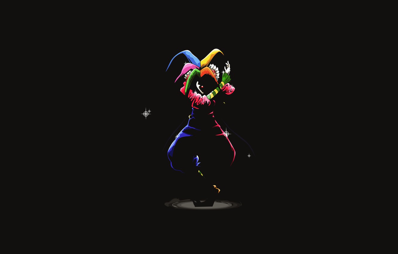 Photo Wallpaper Minimalism, Clown, Black Background, - Anime Circus - HD Wallpaper 