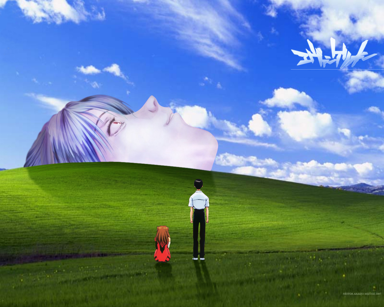Nestor Araujo Mmunoz 2007 Bliss Sky Grassland Nature - End Of Evangelion Windows Xp - HD Wallpaper 