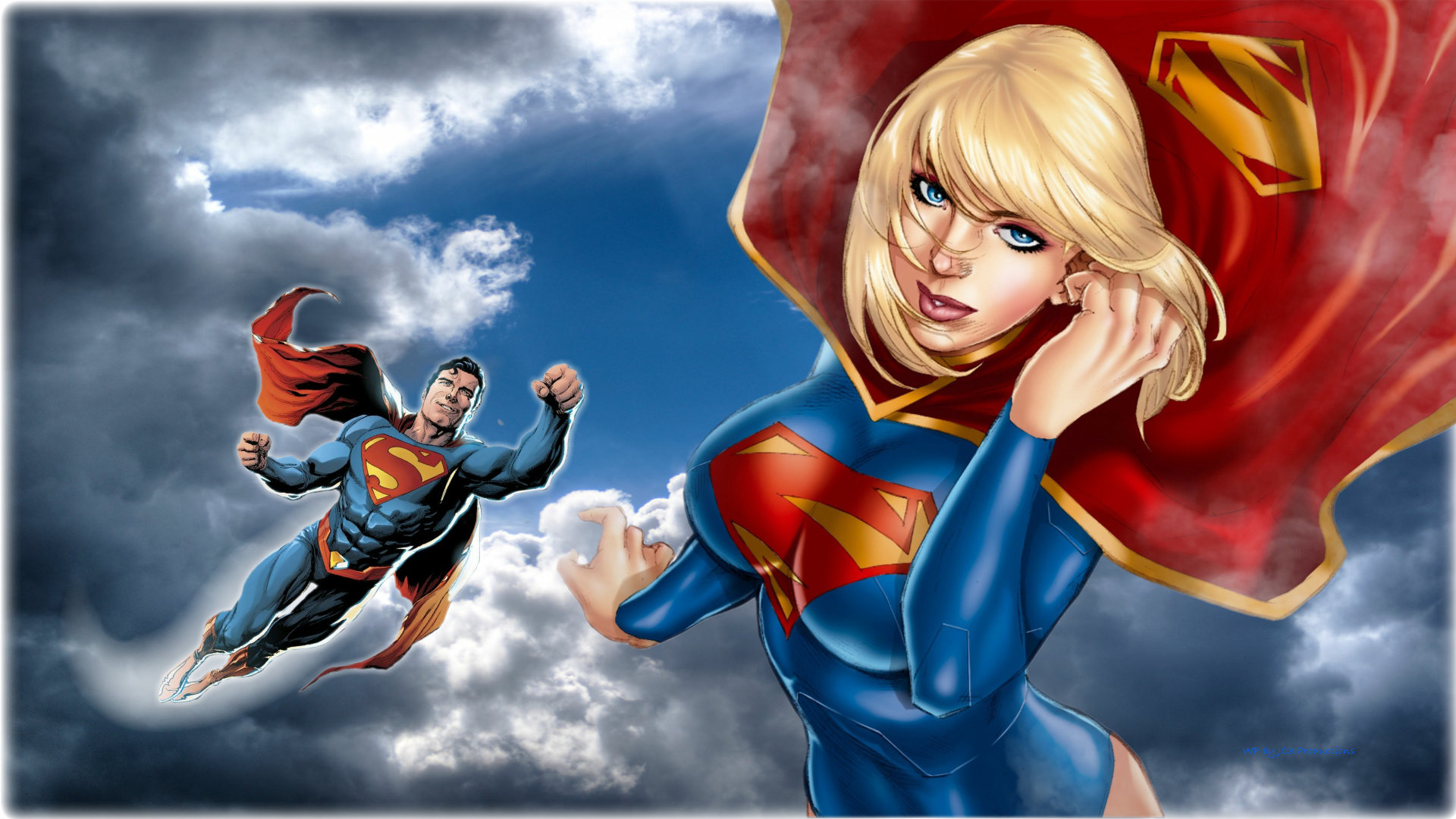 Superman Supergirl In The Clouds - Superman And Supergirl Comics - HD Wallpaper 