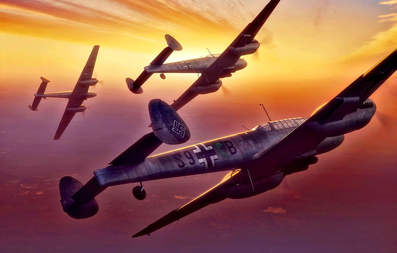 Photo Wallpaper Germany, Messerschmitt, Fighter-bomber, - Bf 110 - HD Wallpaper 