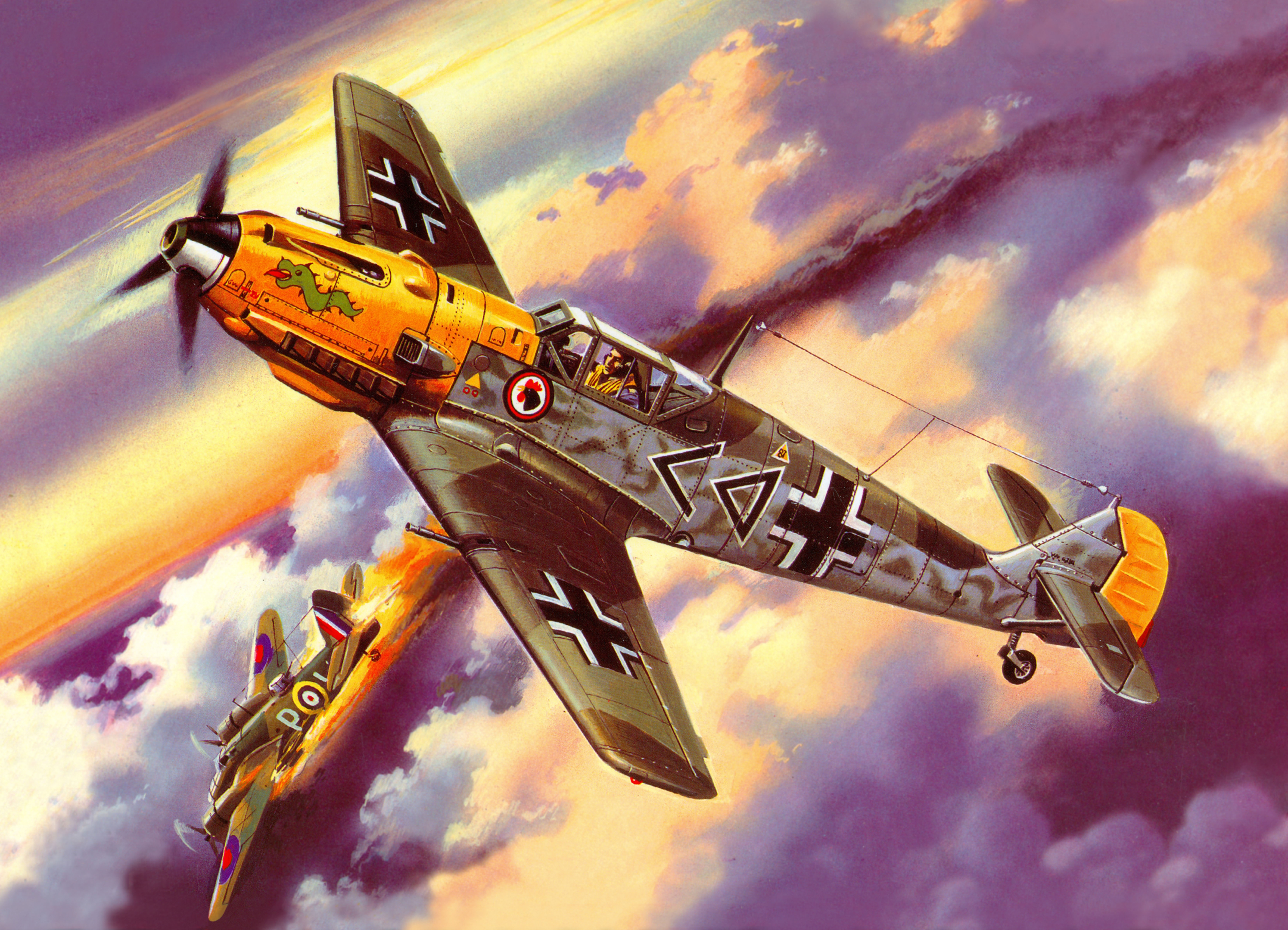 Messerschmitt Bf 109 Painting - HD Wallpaper 