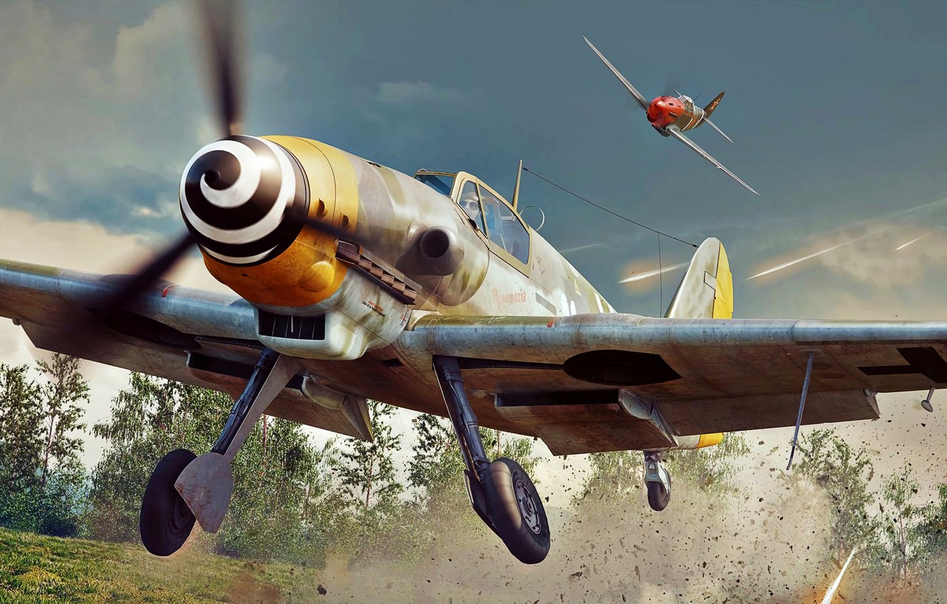 Photo Wallpaper Trees, The Rise, Bf 109, Attack, Chassis, - Eduard 1 48 Bf 109f4 - HD Wallpaper 