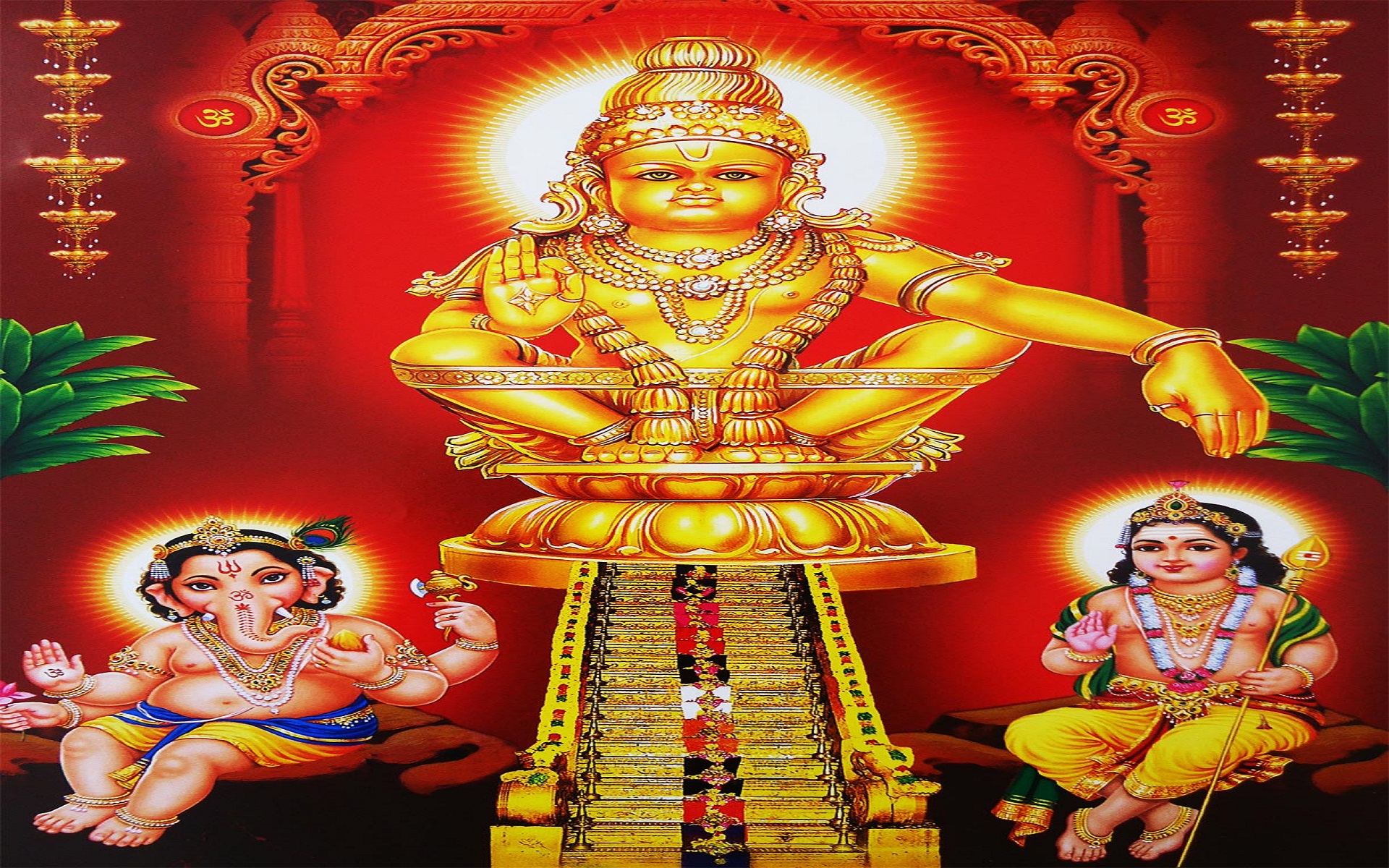 Lord Ganesh And Ayyappa - HD Wallpaper 