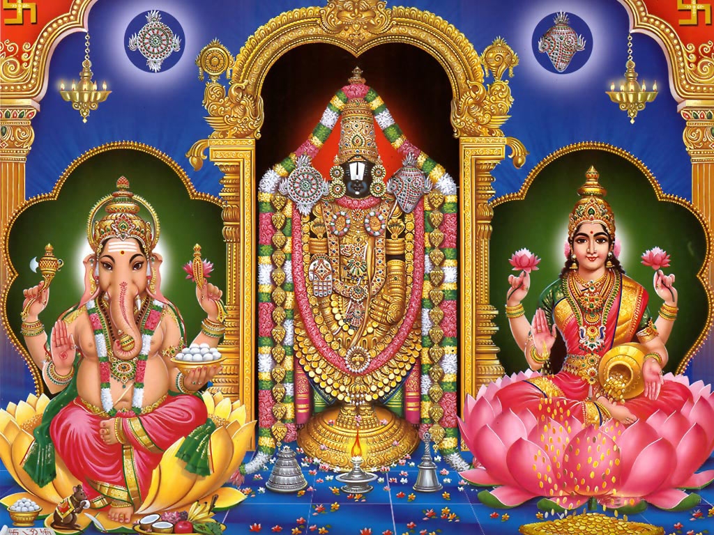Sri Tirupati Balaji, Hd Wallpapers, Images, Photos - Lord Ganesha And  Venkateswara - 1024x768 Wallpaper 