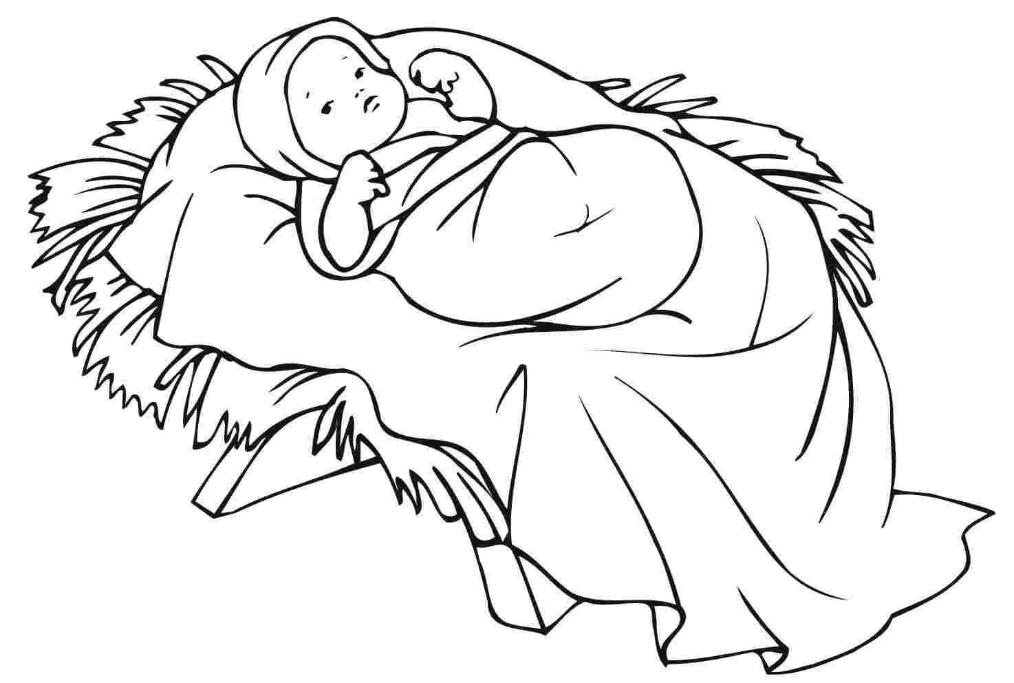 Christmas Coloring Pages Of Baby Jesus - HD Wallpaper 