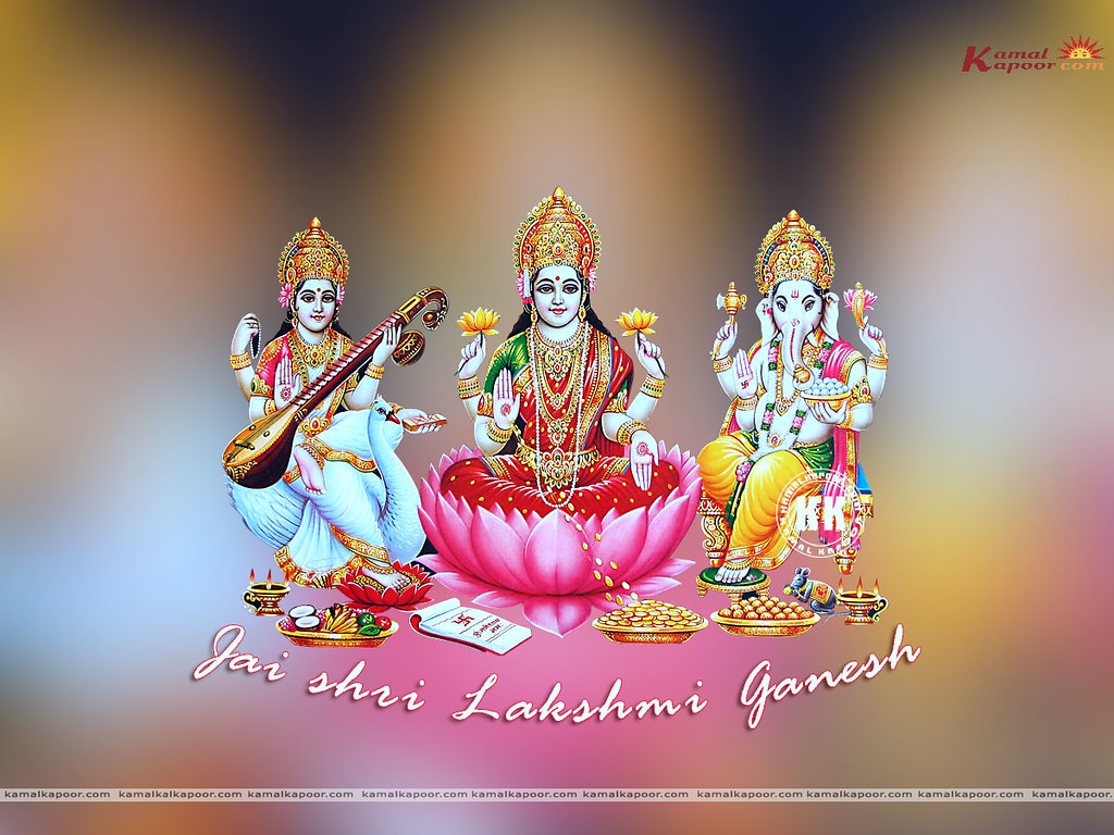 Maa Laxmi And Ganesh - HD Wallpaper 