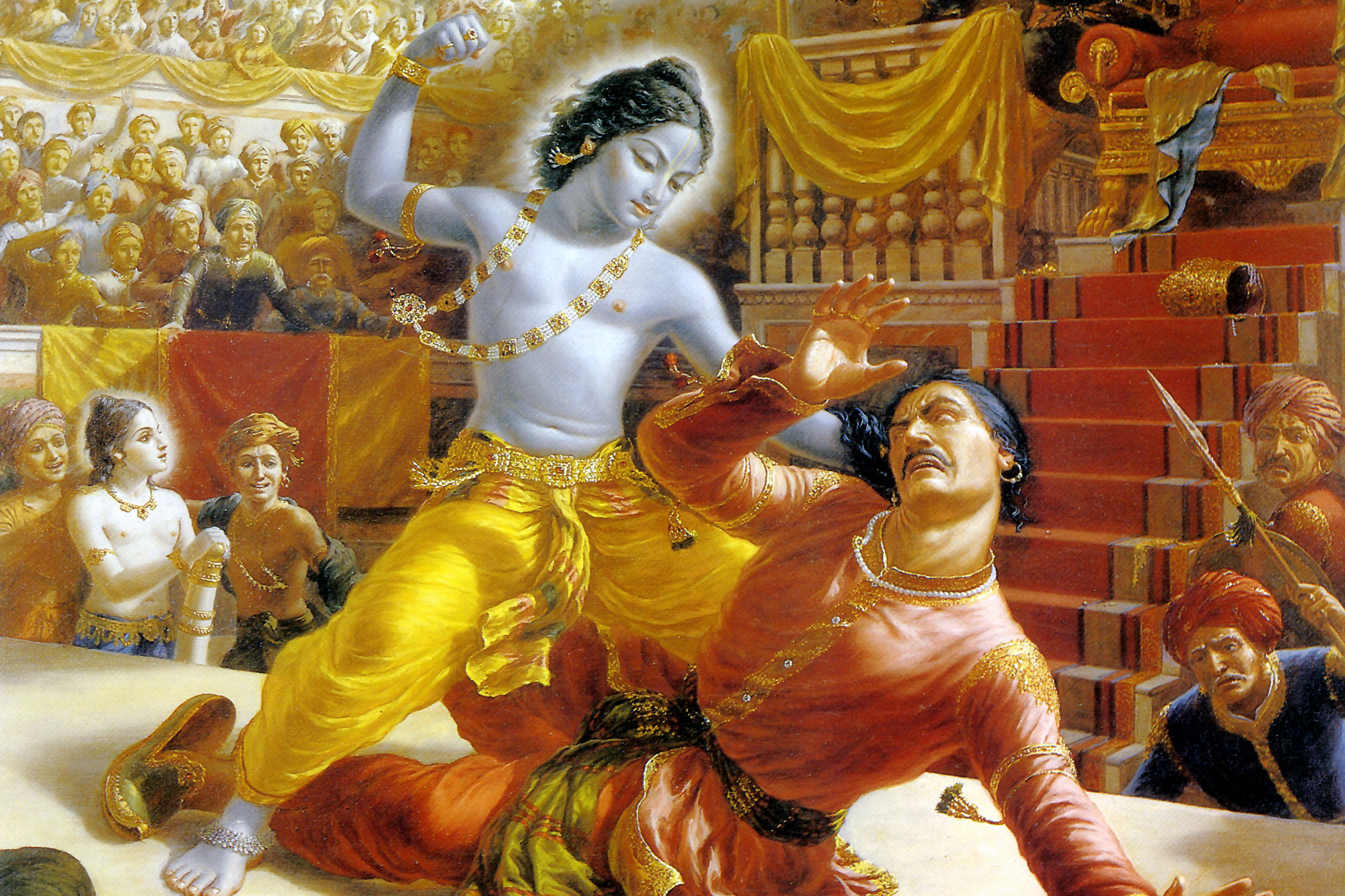 Lord Krishna Killing Kansa - HD Wallpaper 