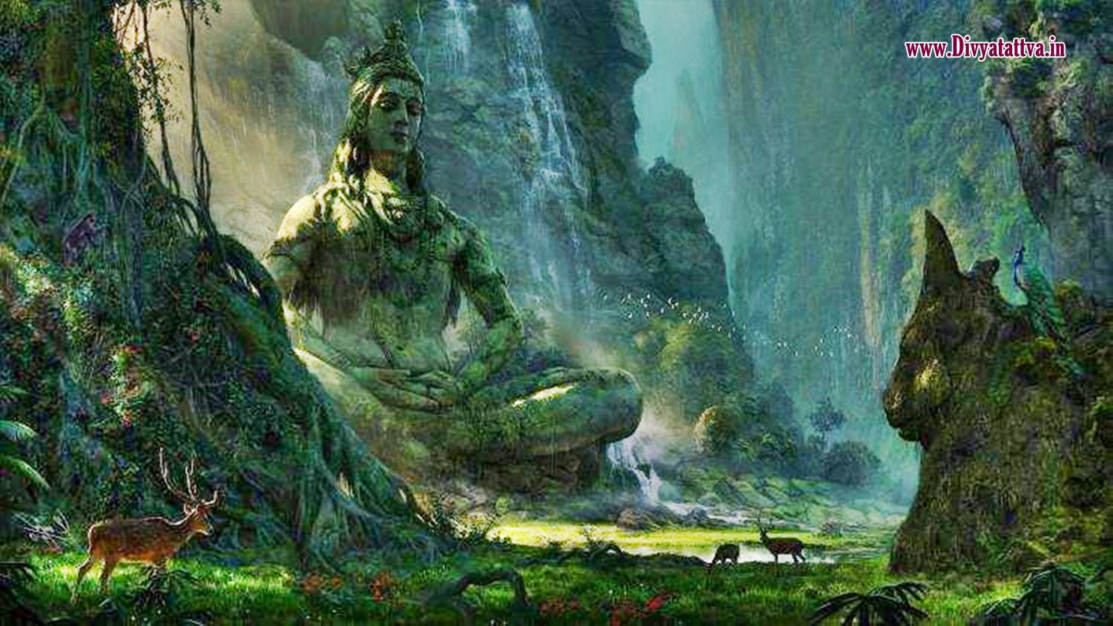 Lord Shiva In Meditation In The Forest, God Shiva In - Lord Shiva  Meditation Hd - 1600x900 Wallpaper 
