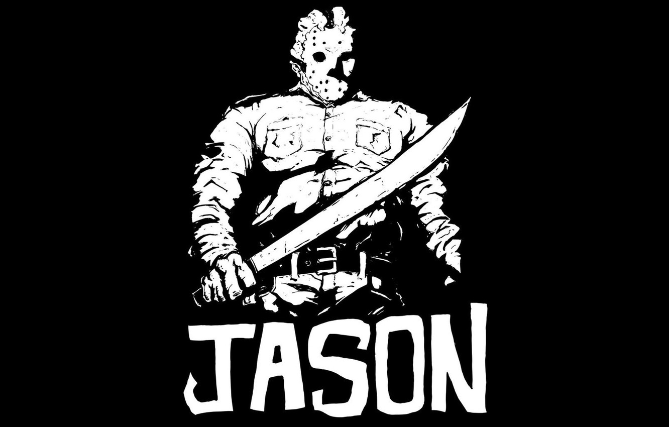 Photo Wallpaper Jason Voorhees, Machete, Jason Voorhees, - Black And White Jason Voorhees Mask - HD Wallpaper 