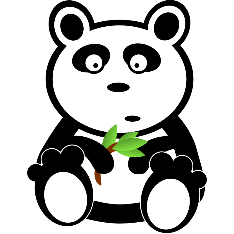 Panda With Bamboo Leaves - Endangered Animals Clip Art - HD Wallpaper 