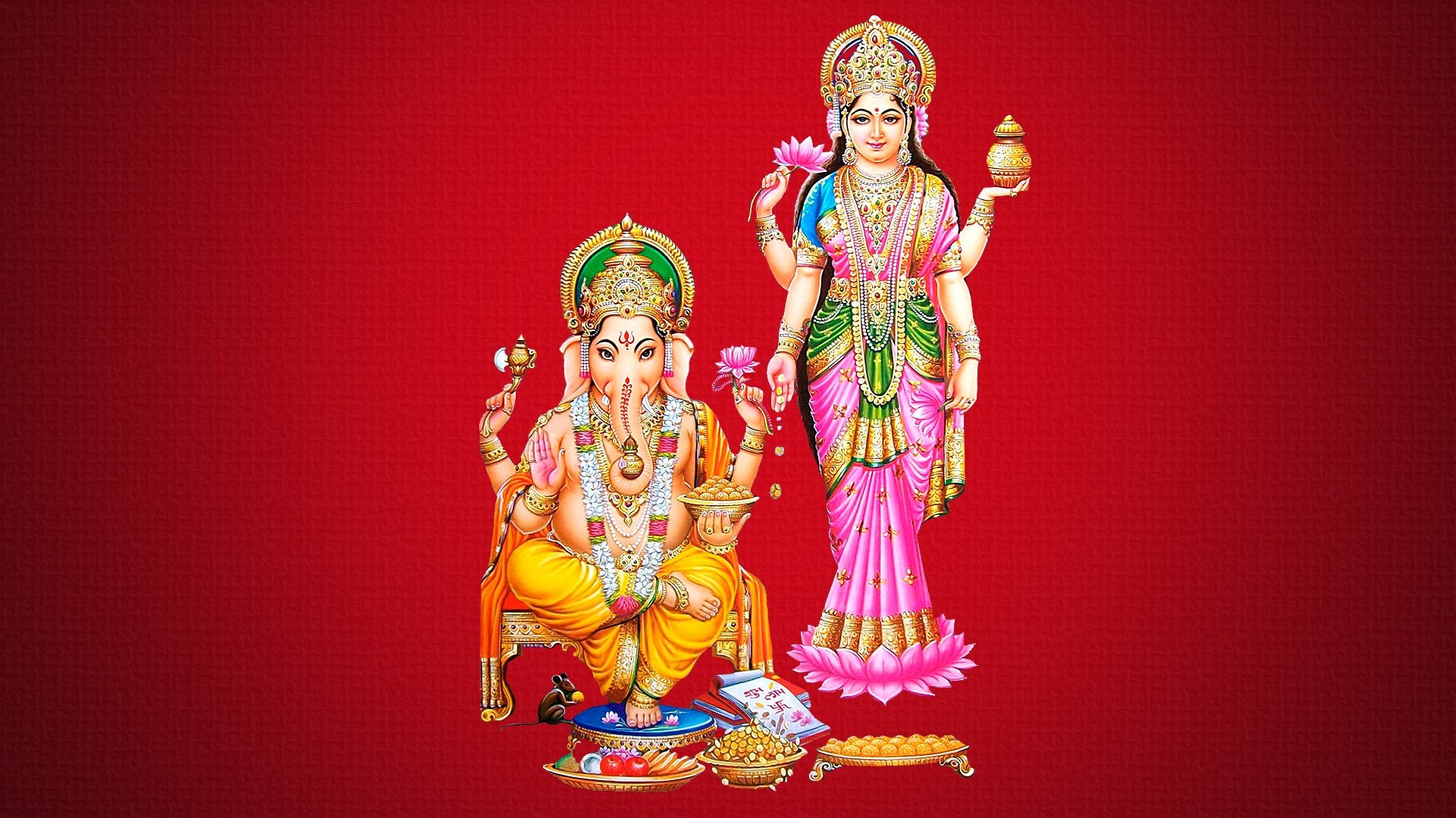 Mata Laxmi And Ganesh - HD Wallpaper 