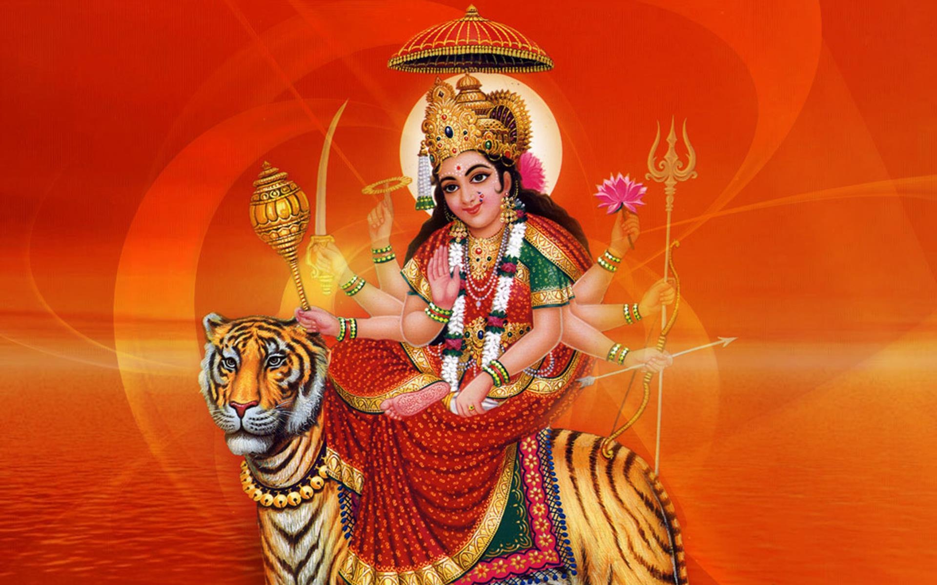 Durga Mataji Happy Navratri Wallpaper - Maa Durga Pic Whatsapp Dp - HD Wallpaper 