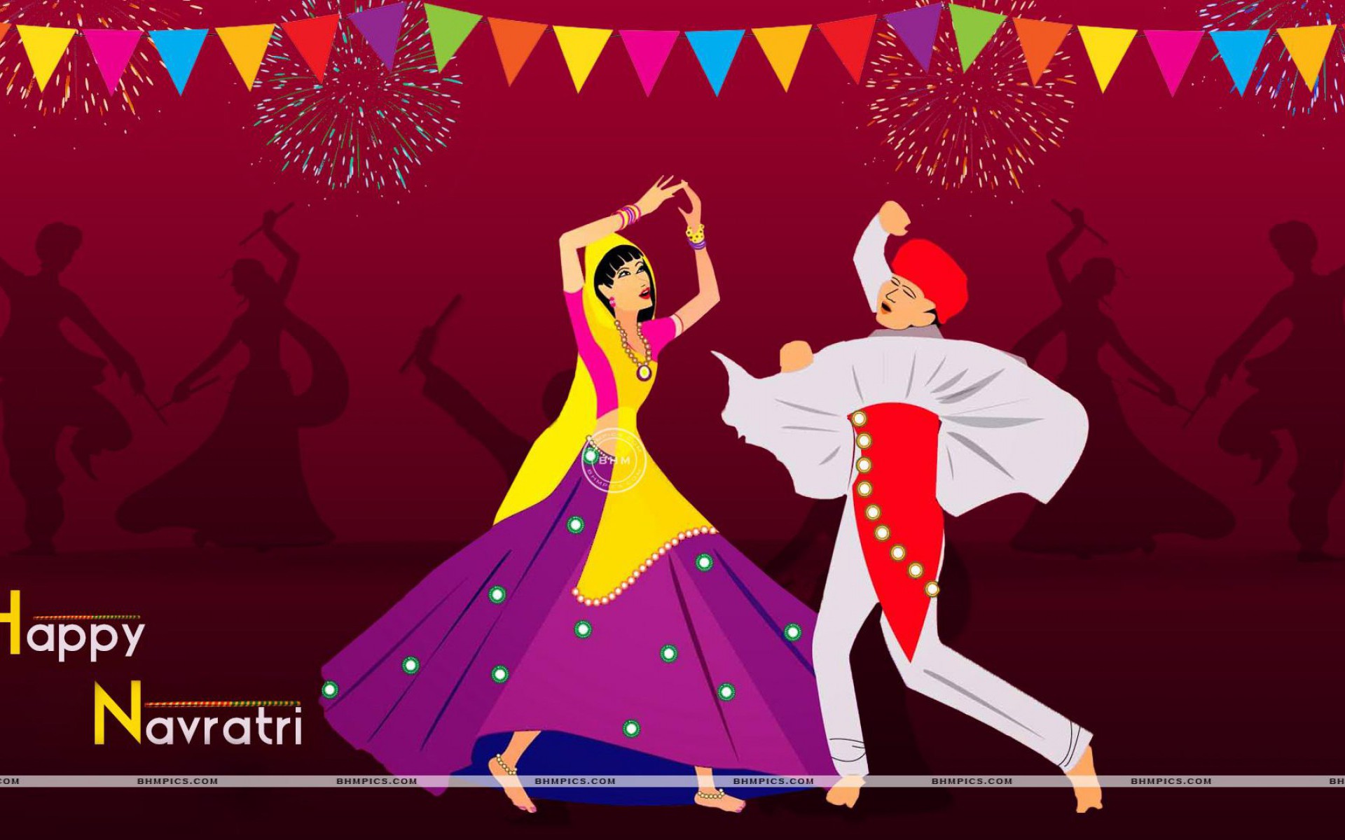 Couple Playing Dandiya On Navratri - Dandiya Background - HD Wallpaper 