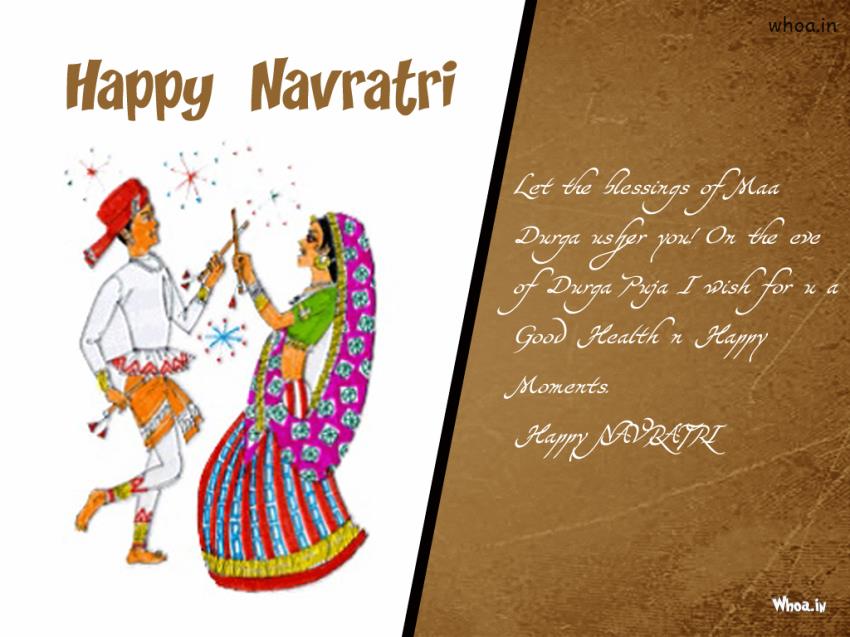 Happy Navratri Cartoon And Quotes Hd Wallpaper For - Navratri Image For Whatsapp - HD Wallpaper 