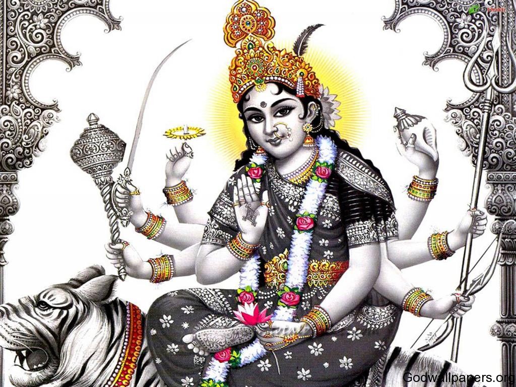 Vaishno Devi Image - Durga Devi Black And White - HD Wallpaper 