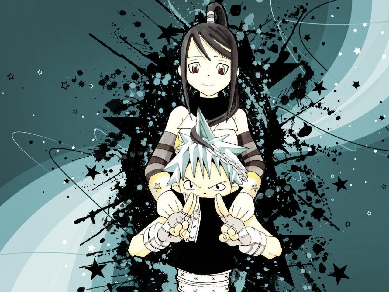 Black Star/tsubaki Wallpaper - Soul Eater Blackstar And Tsubaki - HD Wallpaper 