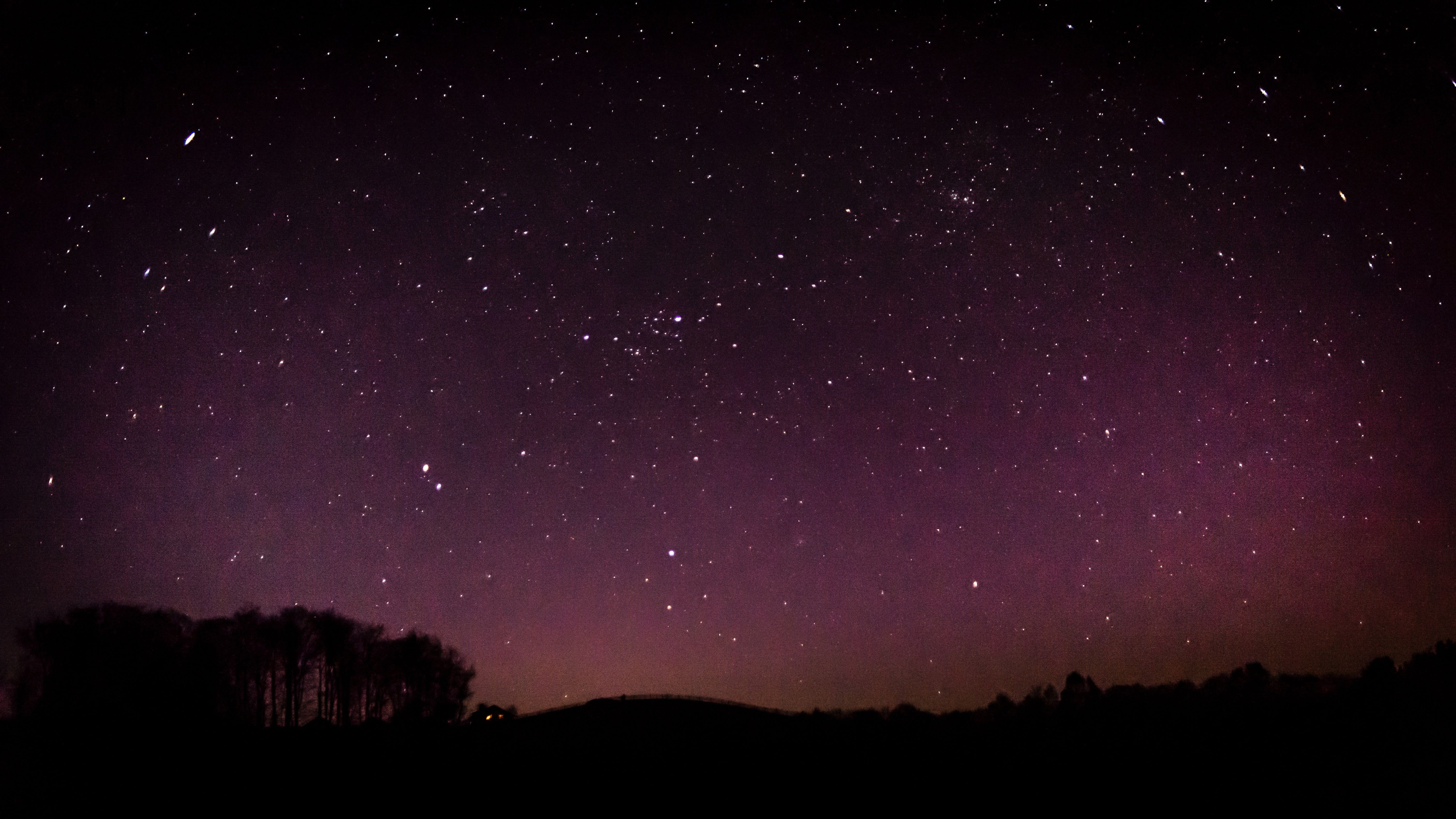 Silhouette Of Trees, Starry Sky, Stars, Sky Hd Wallpaper - Gökyüzü Yıldızlar Arka Plan - HD Wallpaper 