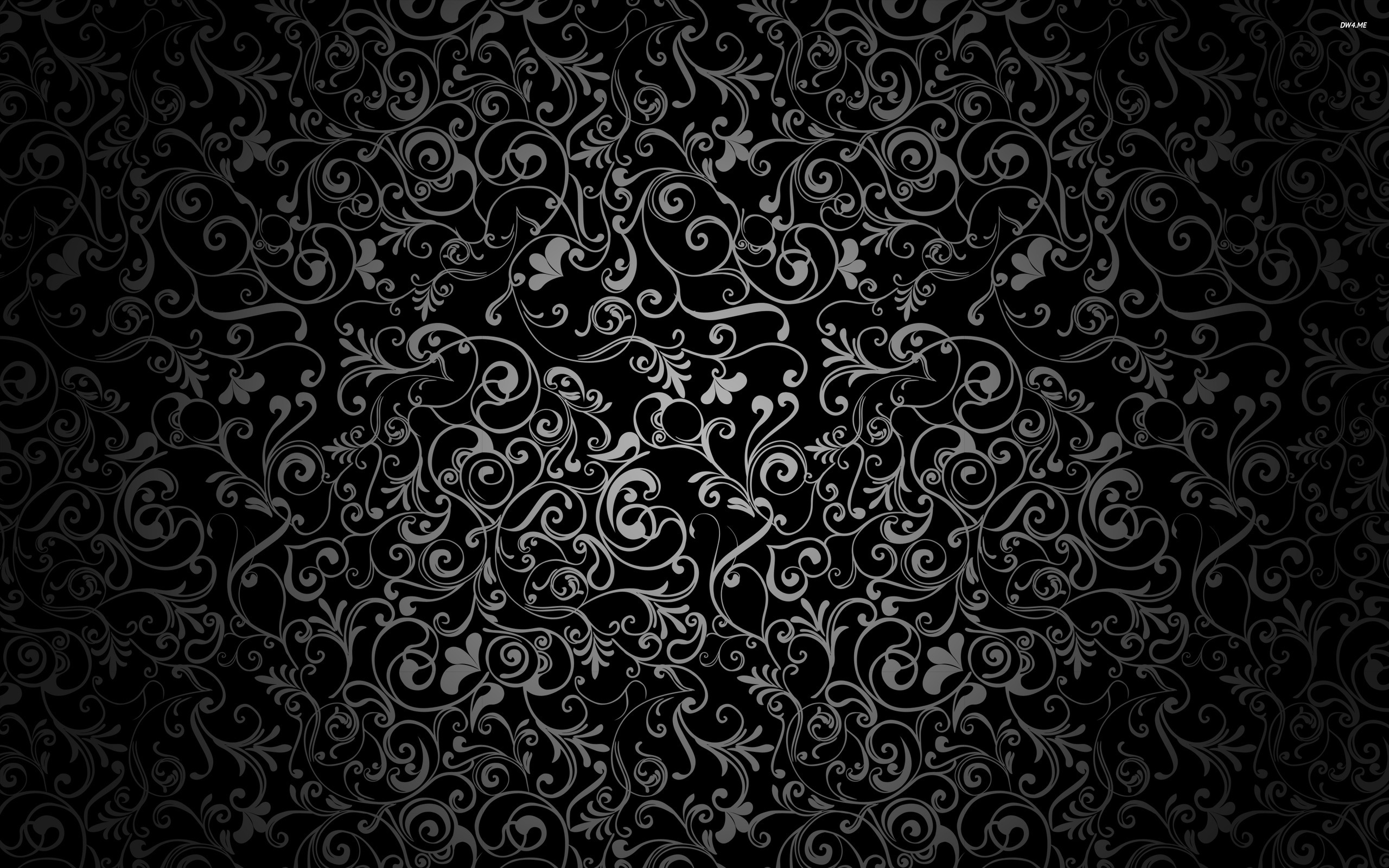 Floral Pattern Wallpaper - High Resolution Black Vector Background - HD Wallpaper 