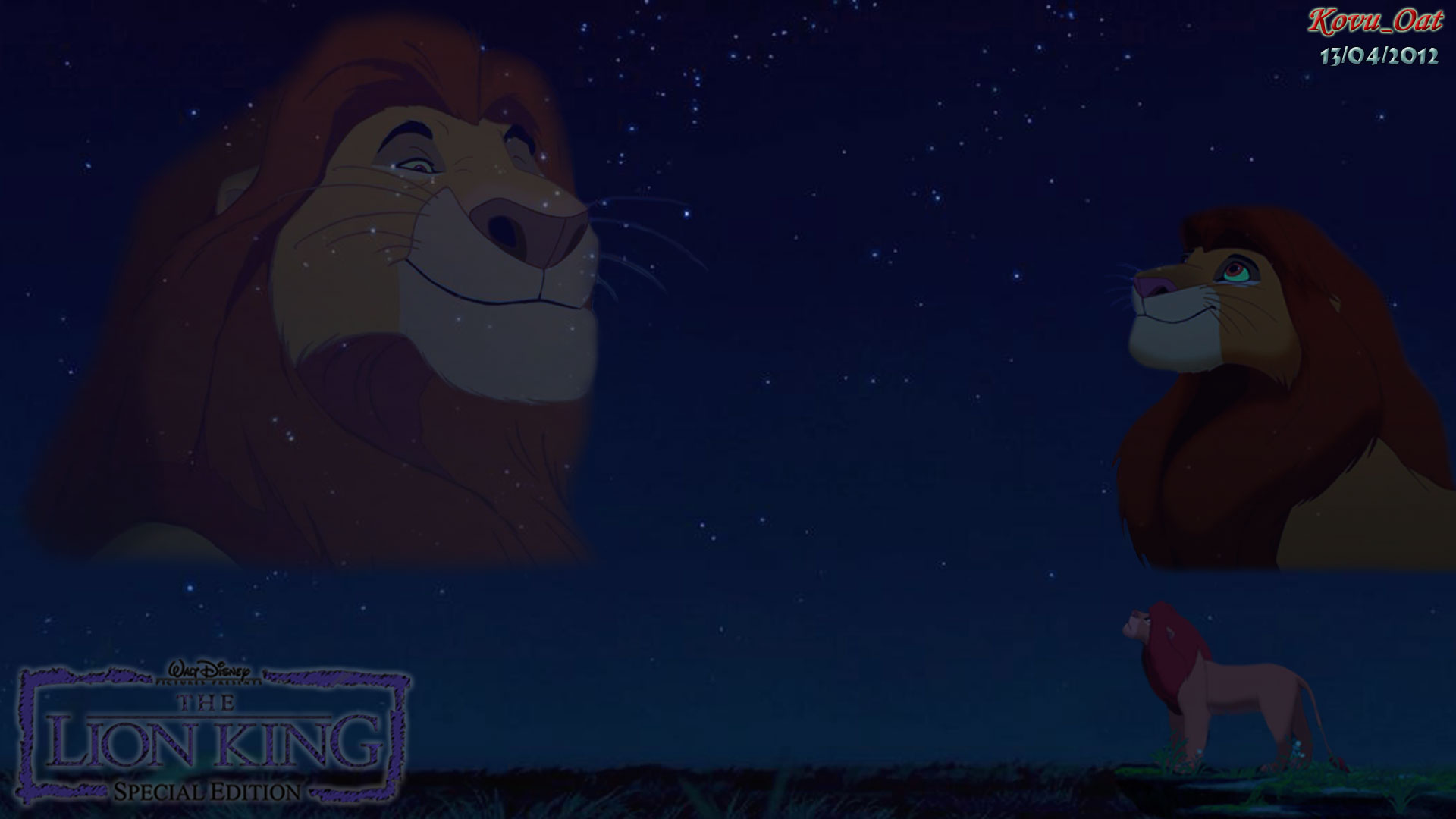 The Lion King Mufasa & Simba Love Night Sky Wallpaper - Lion King Dad Sky - HD Wallpaper 