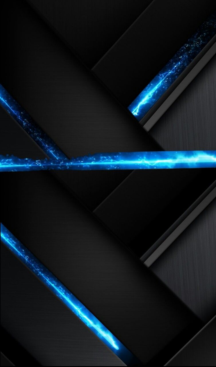 Black And Neon Blue - HD Wallpaper 