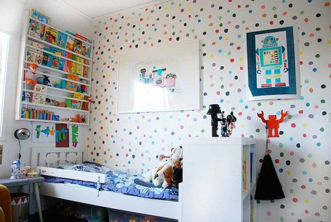 Comfy Polkadot Bedroom Wallpaper Designs Ideas For - Den - HD Wallpaper 