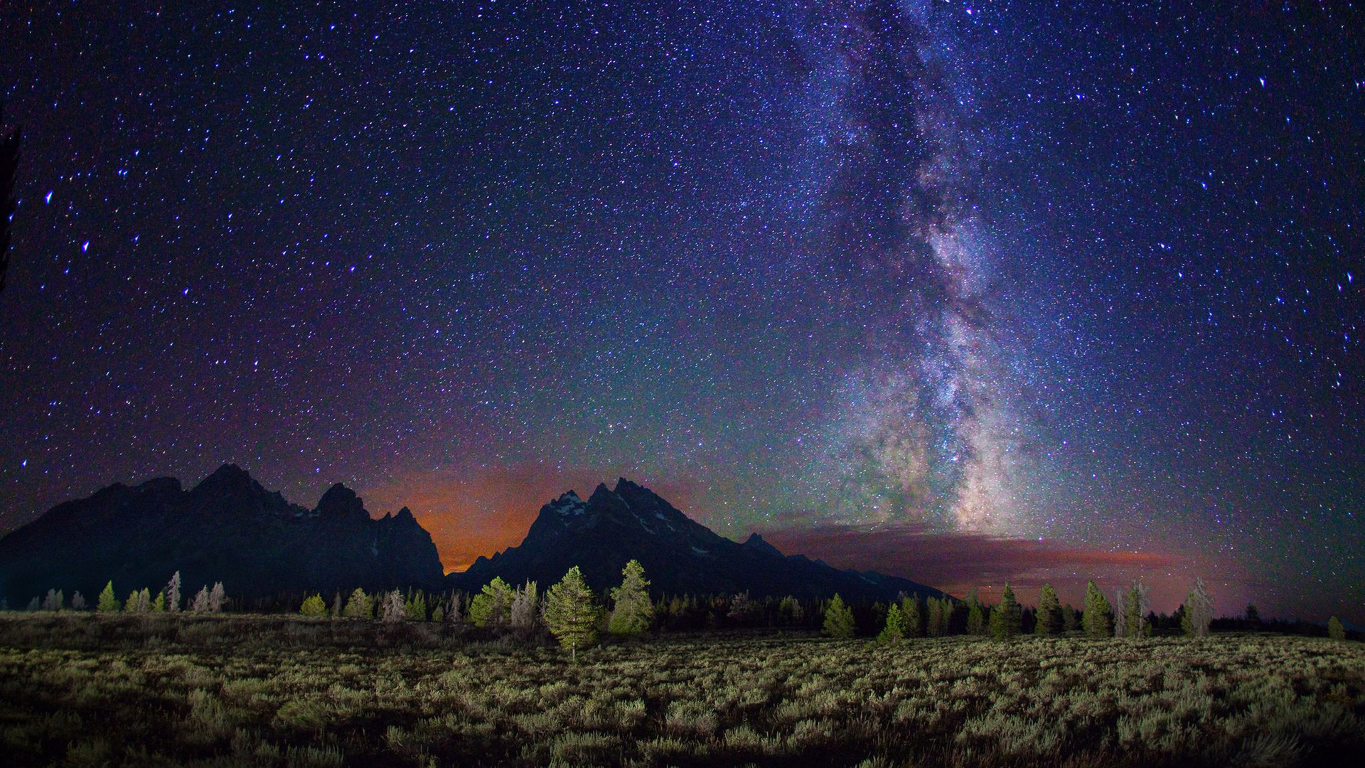 Night Sky Mountain Background - HD Wallpaper 