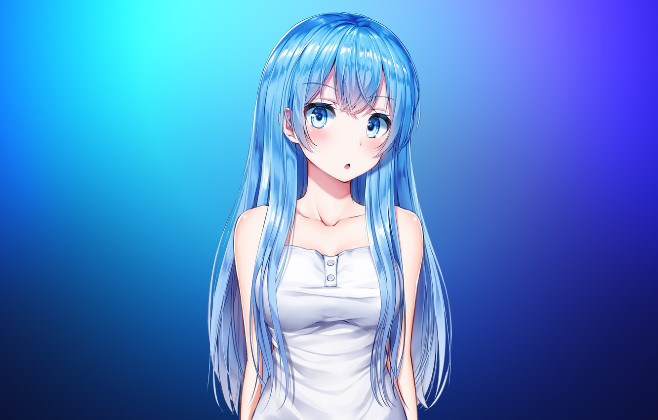 Photo Wallpaper Girl, Blue, Blue Eyes, Pretty, Cyan, - Anime Girl Wallpaper 4k - HD Wallpaper 