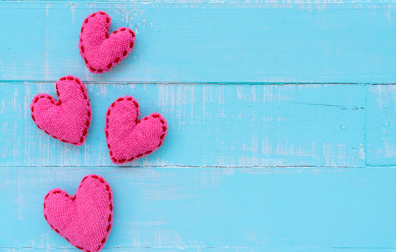 Photo Wallpaper Love, Heart, Hearts, Love, Heart, Wood, - Blue And Pink Background Love - HD Wallpaper 