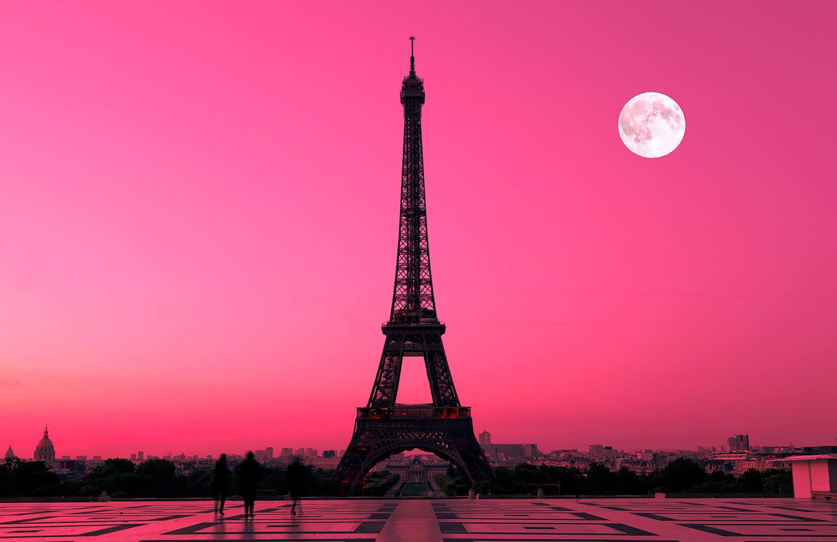 Paris Pink Sunset Wallpaper Wall Mural - Eiffel Tower - HD Wallpaper 