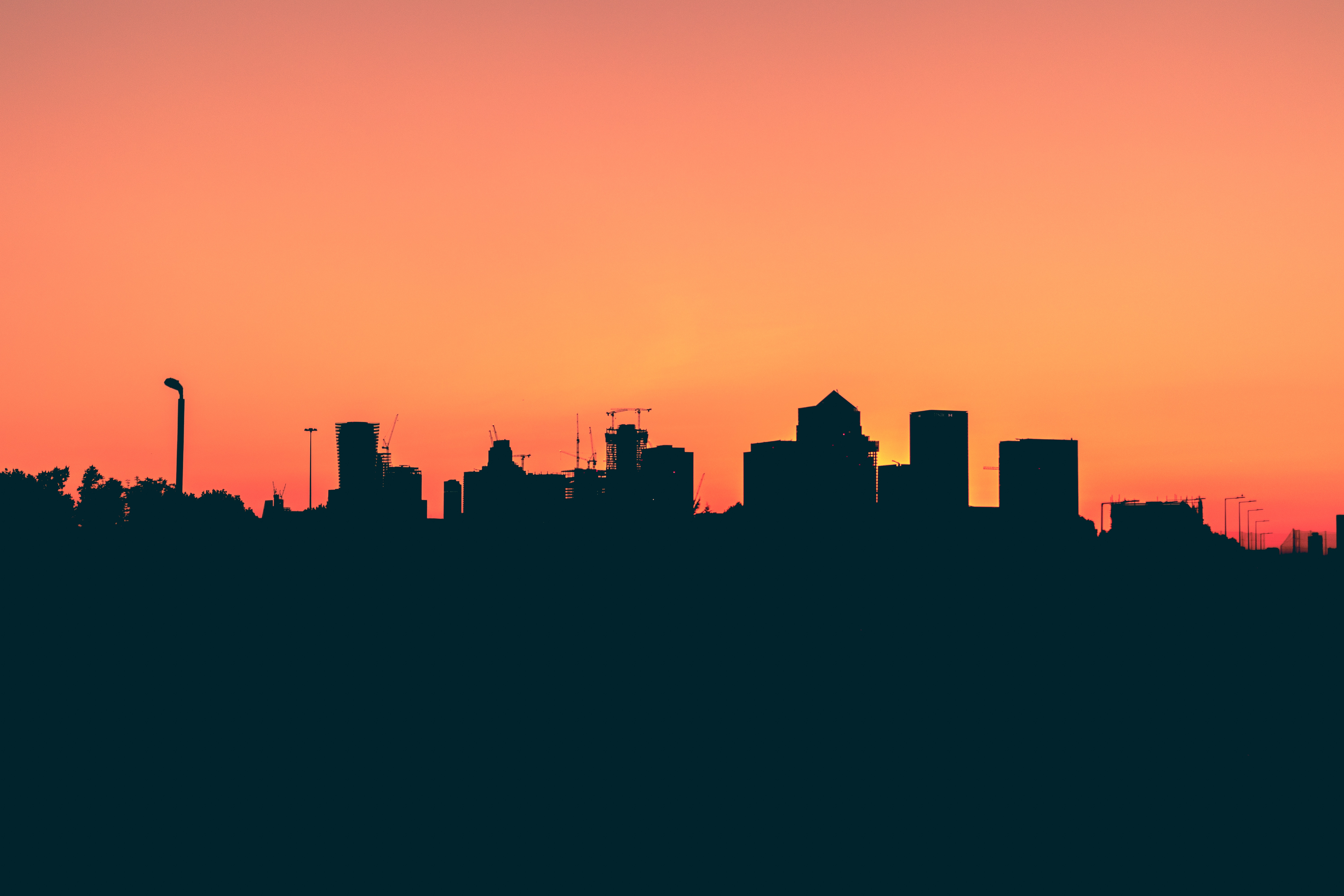 Building Silhouette On Orange - HD Wallpaper 