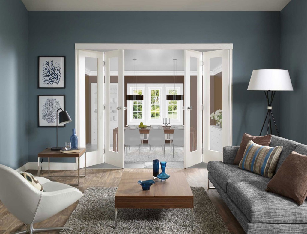 Glass Doors Living Room - HD Wallpaper 