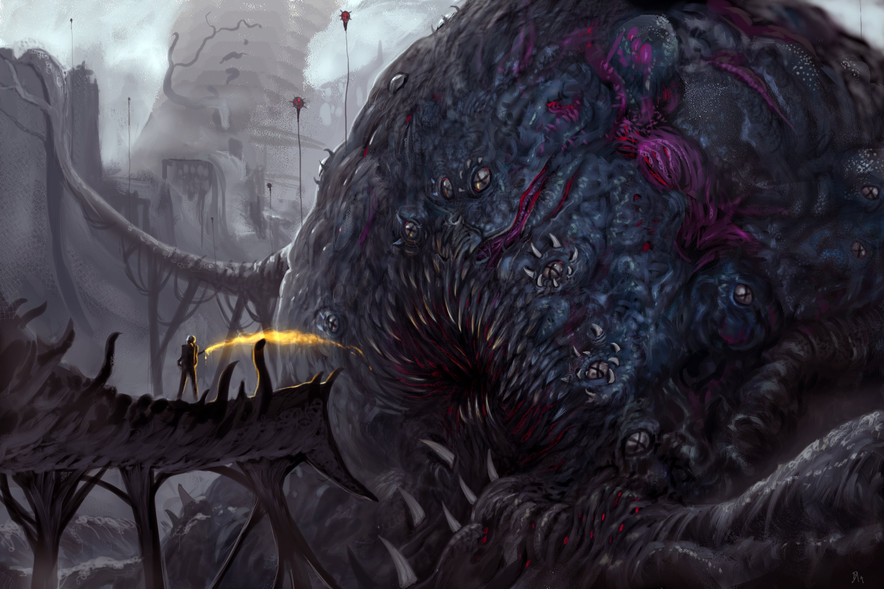 Artwork, Fantasy, Original Artistic, Samsung, Black - Reddit Imaginary Behemoths - HD Wallpaper 